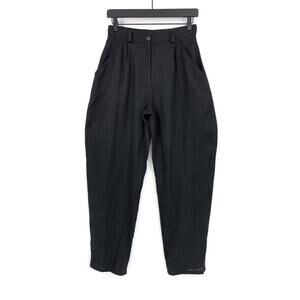 HANDMADE LINEN STUDIO Ginger High Waist Tapered Linen Pant Black
